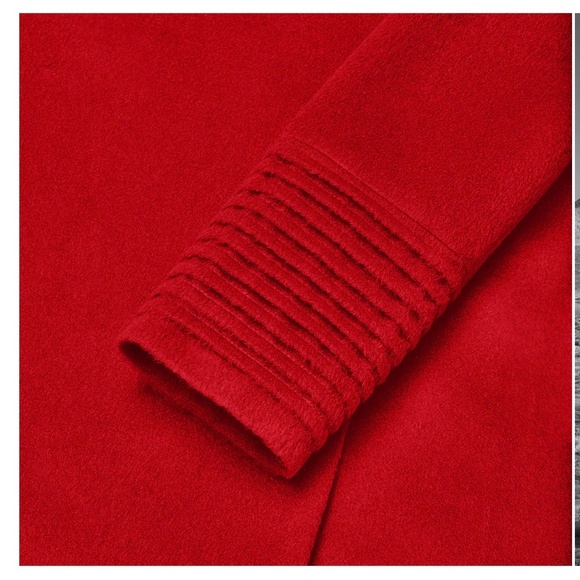 Sentaler Red Baby Alpaca Long Large Notched Collar Wrap Coat Sz XL - Picture 14 of 15